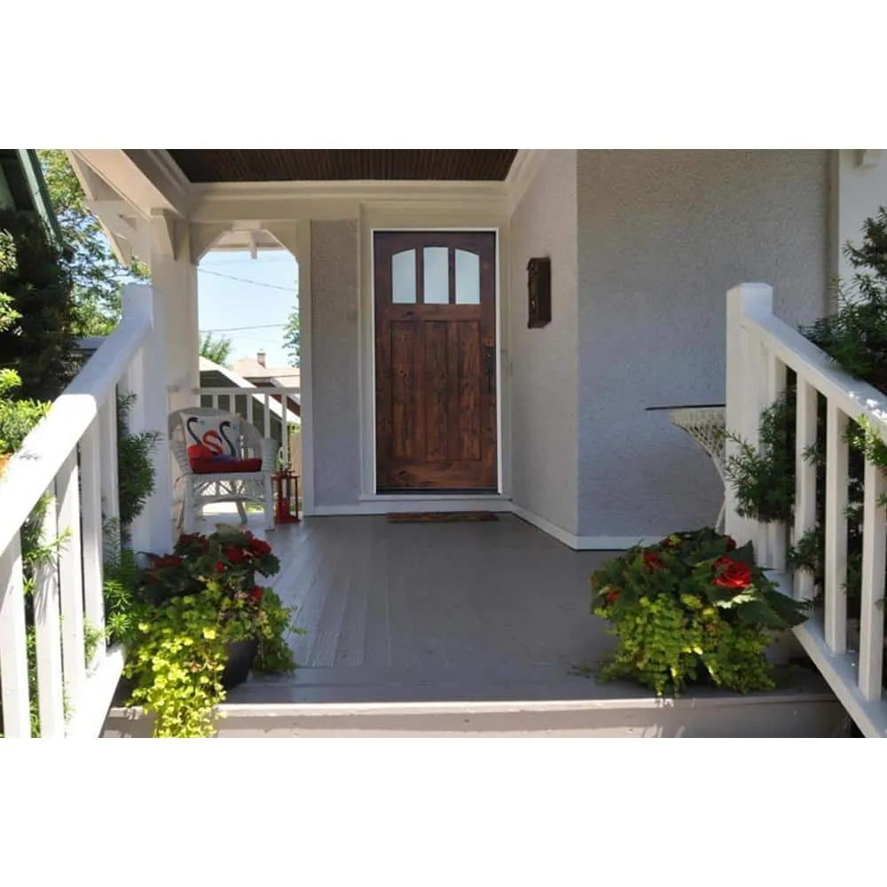 Pacific Entries 36 in. x 80 in. Craftsman Espresso 3-lite w/ Arched Reed Glass Stained Alder Wood Pre-Hung Front Door, photo 2 of 2