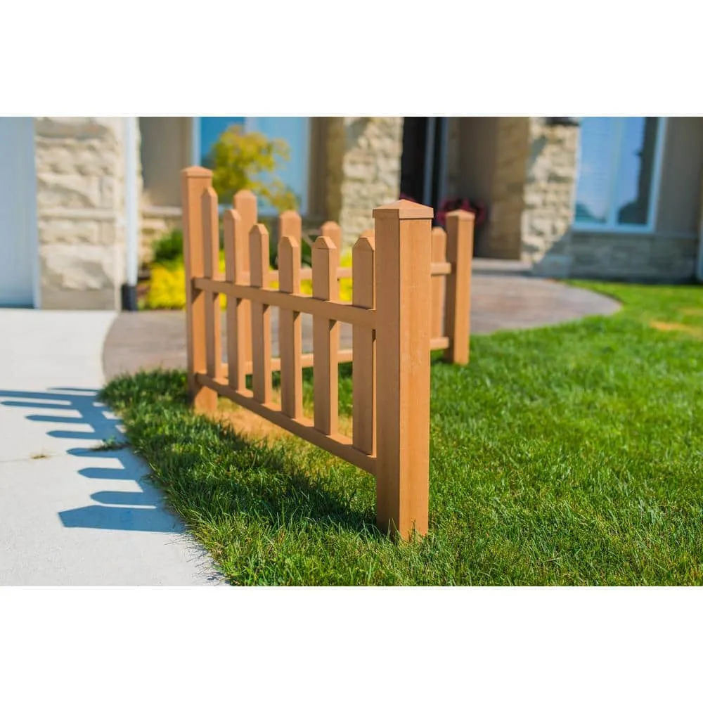 VITA Country Corner Embossed Vinyl Picket Fence, Brown - 49"L x 49"W x 44"H, photo 6 of 8