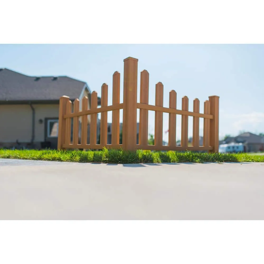 VITA Country Corner Embossed Vinyl Picket Fence, Brown - 49"L x 49"W x 44"H, photo 5 of 8