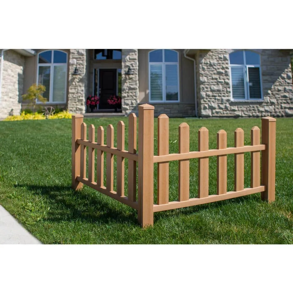 VITA Country Corner Embossed Vinyl Picket Fence, Brown - 49"L x 49"W x 44"H, photo 4 of 8