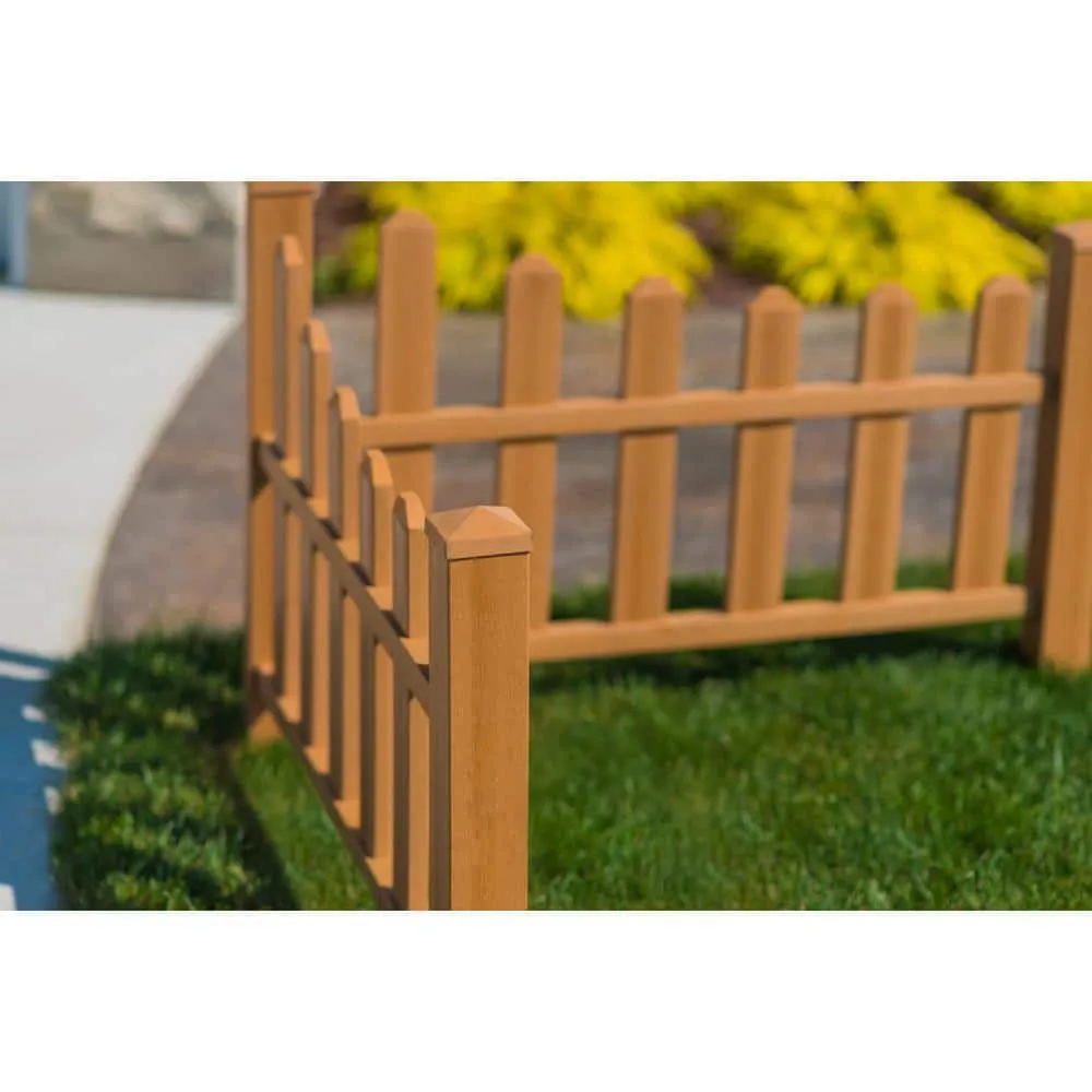 VITA Country Corner Embossed Vinyl Picket Fence, Brown - 49"L x 49"W x 44"H, photo 2 of 8