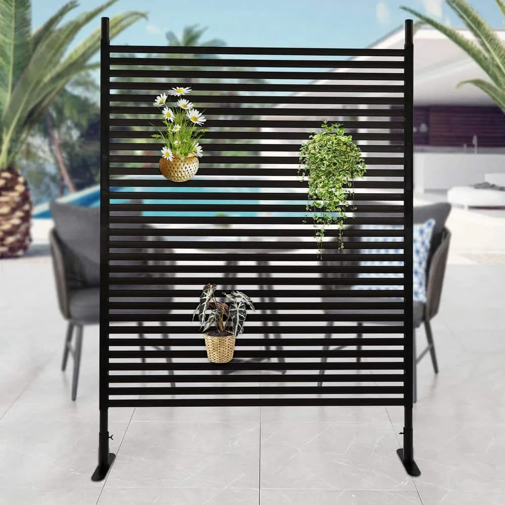 YIYIBYUS 5.91 ft. x 3.94 ft. Outdoor Metal Steel Freestanding Privacy Fence Screen Patio Garden Decorative Fence, photo 6 of 9