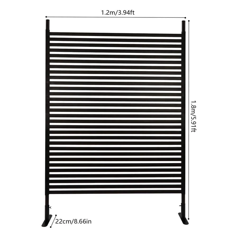 YIYIBYUS 5.91 ft. x 3.94 ft. Outdoor Metal Steel Freestanding Privacy Fence Screen Patio Garden Decorative Fence, photo 4 of 9