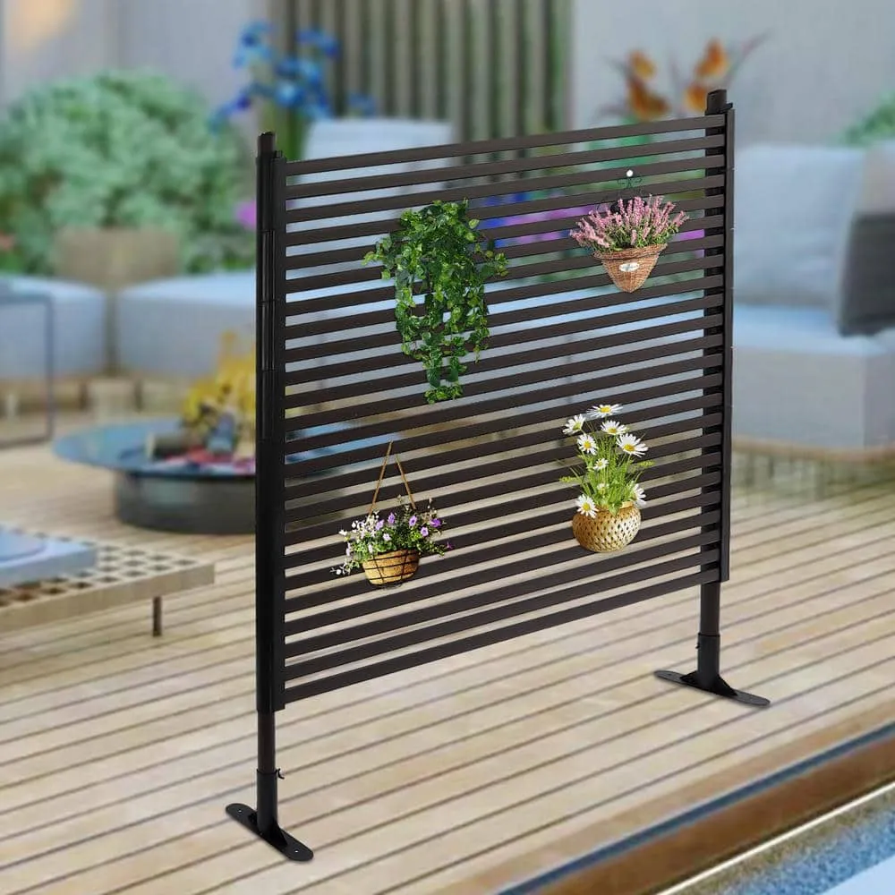 YIYIBYUS 4.92 ft. x 3.94 ft. Outdoor Metal Steel Freestanding Privacy Fence Screen Patio Garden Decorative Fence, photo 2 of 9