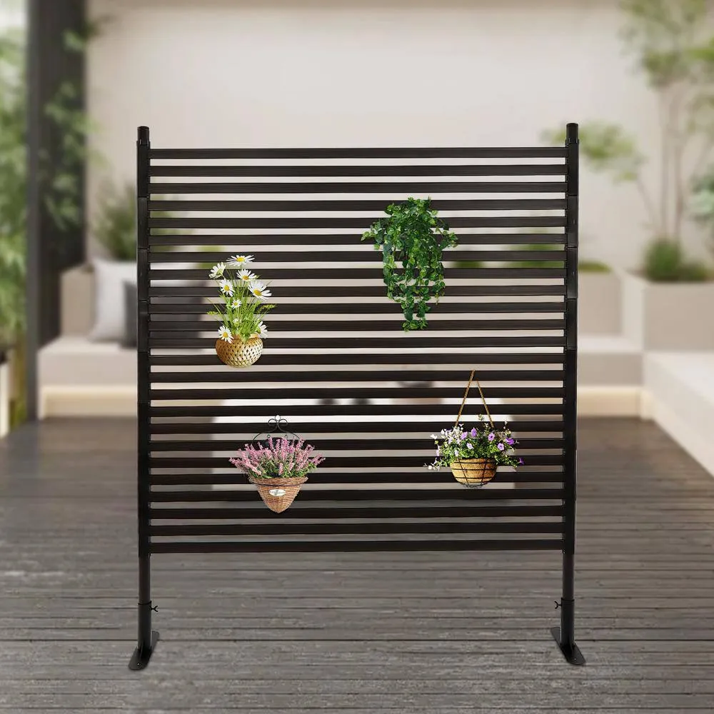 YIYIBYUS 4.92 ft. x 3.94 ft. Outdoor Metal Steel Freestanding Privacy Fence Screen Patio Garden Decorative Fence, photo 6 of 9