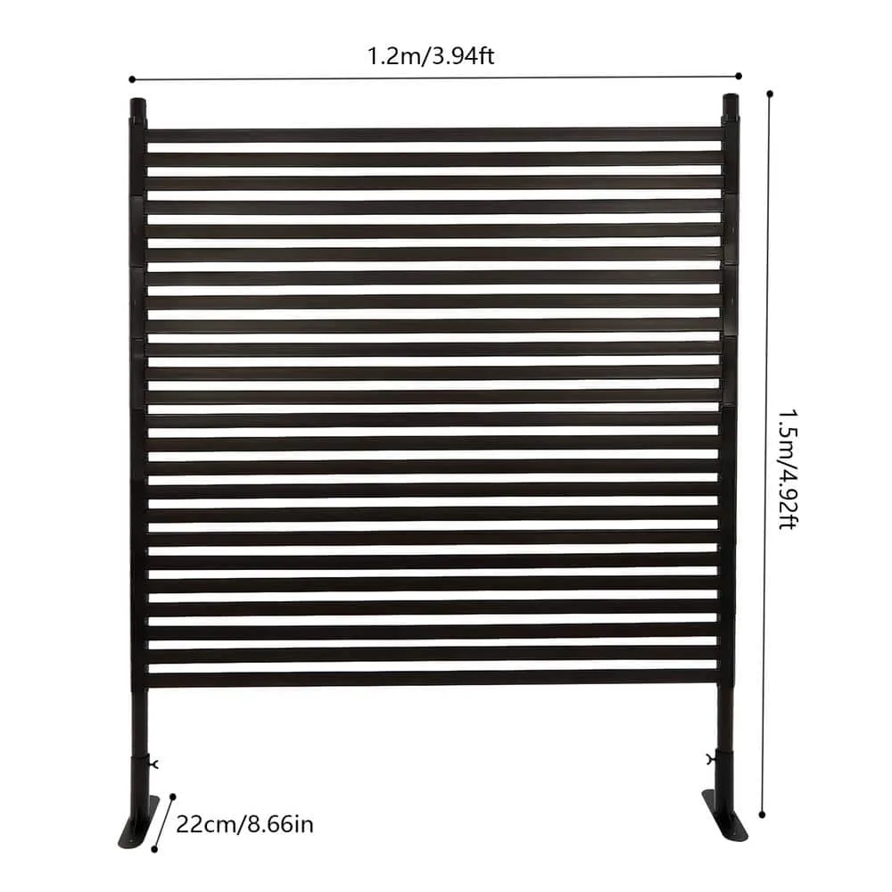 YIYIBYUS 4.92 ft. x 3.94 ft. Outdoor Metal Steel Freestanding Privacy Fence Screen Patio Garden Decorative Fence, photo 4 of 9