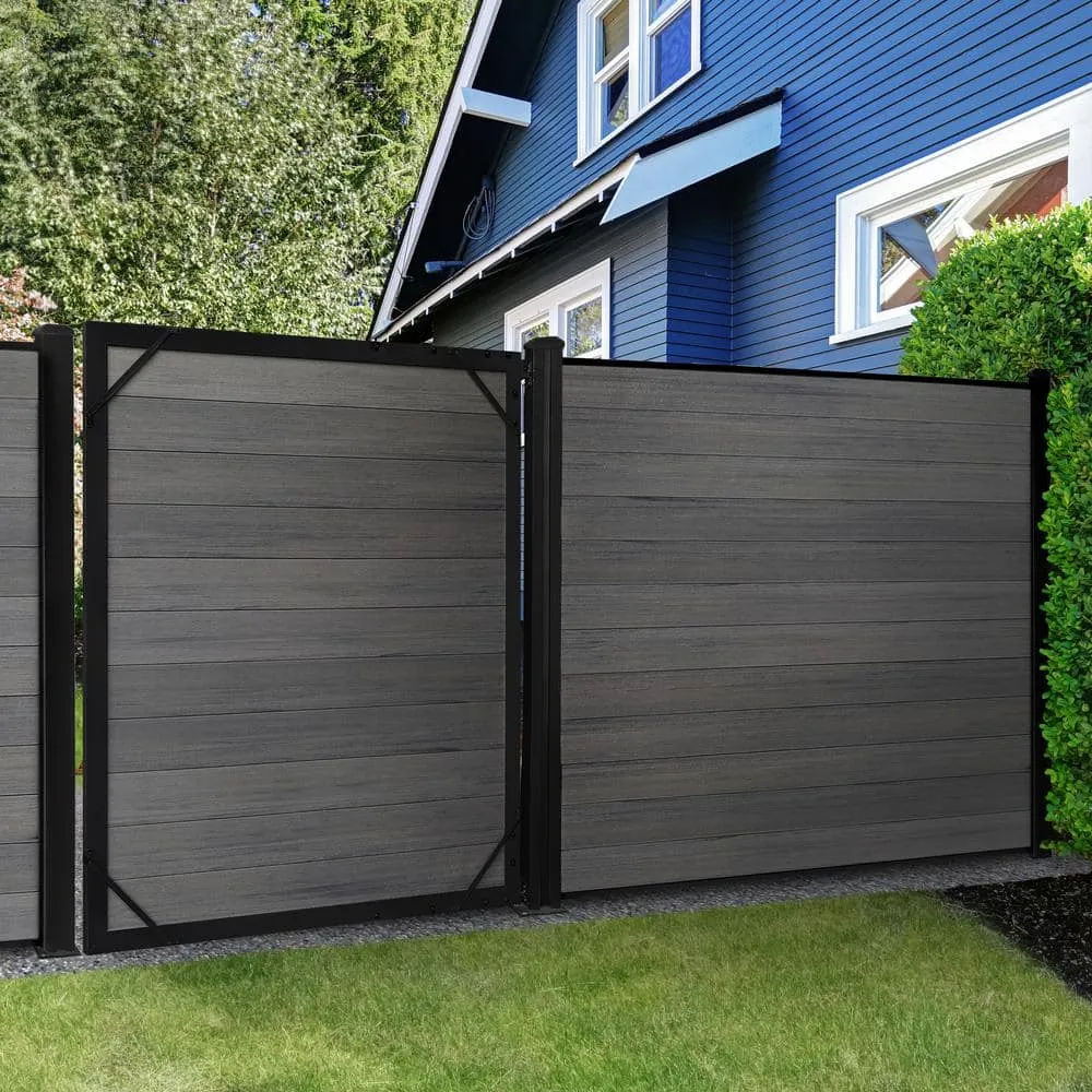 CREATIVE SURFACES 6 ft. x 6 ft. Composite Fence Series Manhattan Gray Brushed Fence Panel (12-Pack), photo 7 of 8