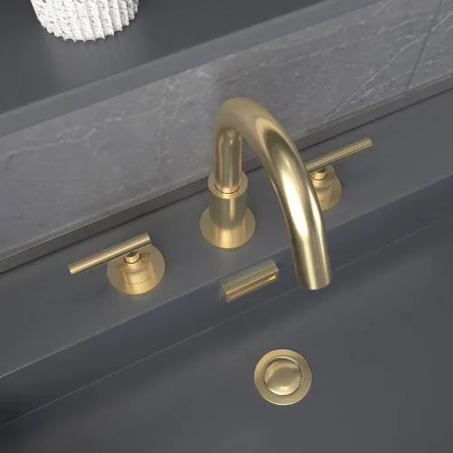 Lukvuzo Brushed Gold Double Handle Widespread Bathroom Faucet, photo 5 of 7
