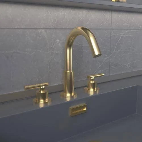 Lukvuzo Brushed Gold Double Handle Widespread Bathroom Faucet, photo 6 of 7