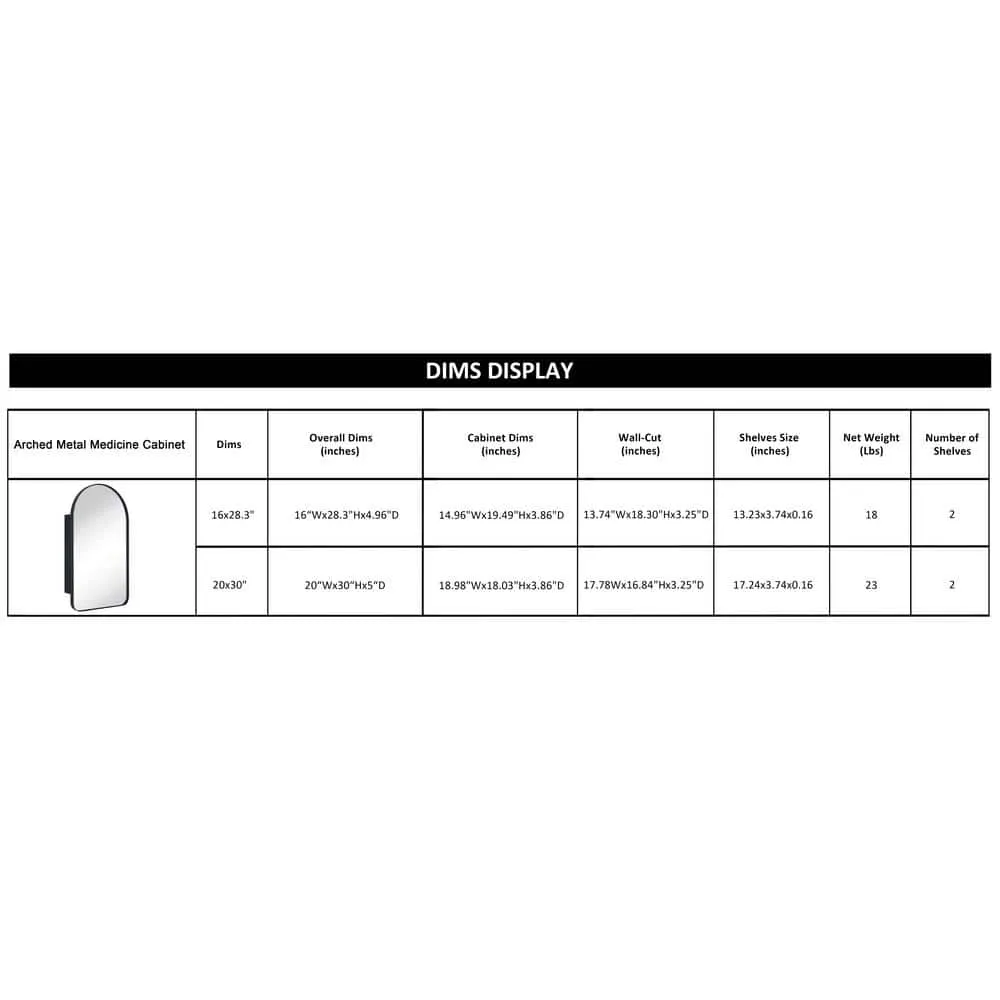 TEHOME Aristes 16 in. W x 28.3 in. H Arched Metal Framed Recessed Medicine Cabinet with Mirror for bathroom in Gold, photo 2 of 8