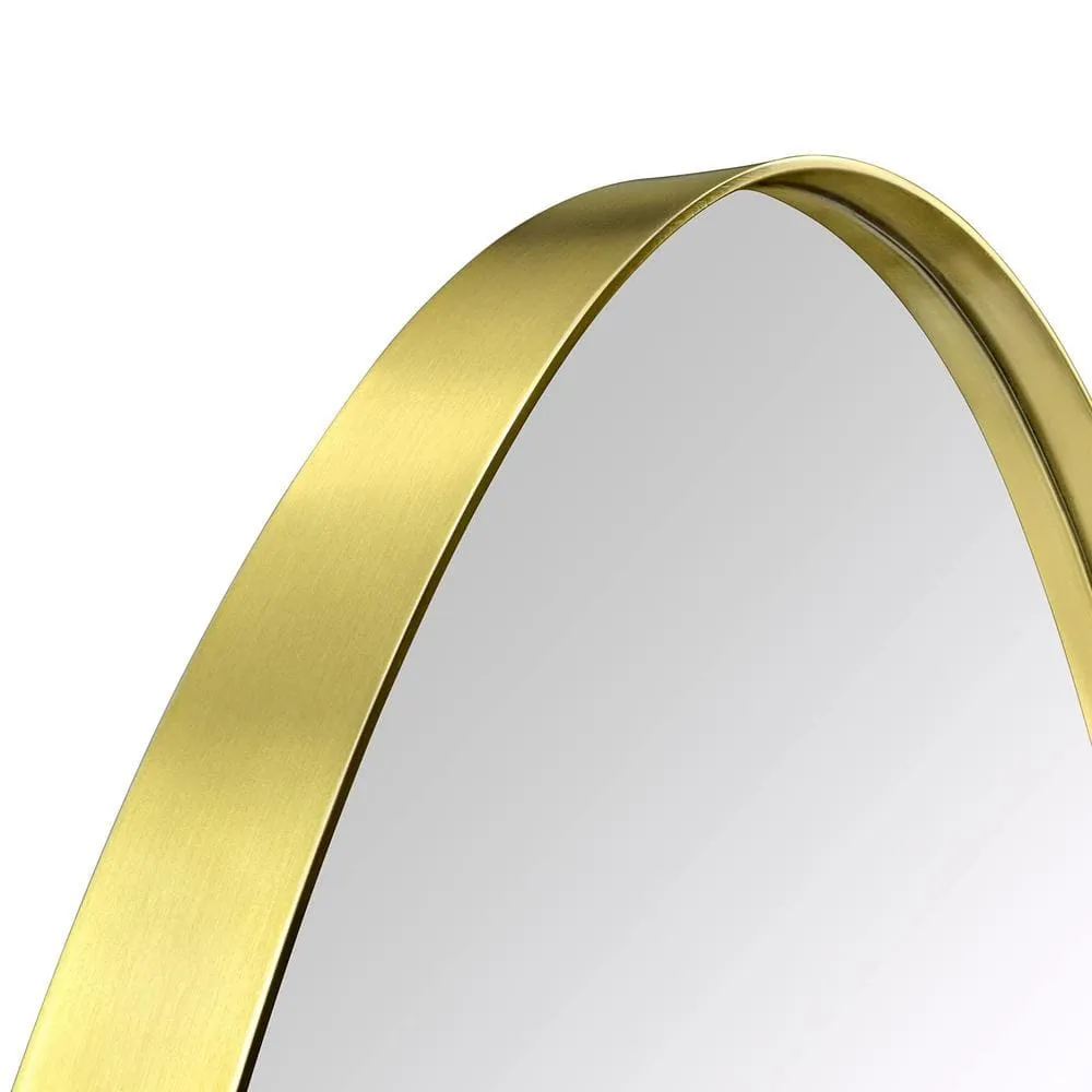 TEHOME Aristes 16 in. W x 28.3 in. H Arched Metal Framed Recessed Medicine Cabinet with Mirror for bathroom in Gold, photo 7 of 8