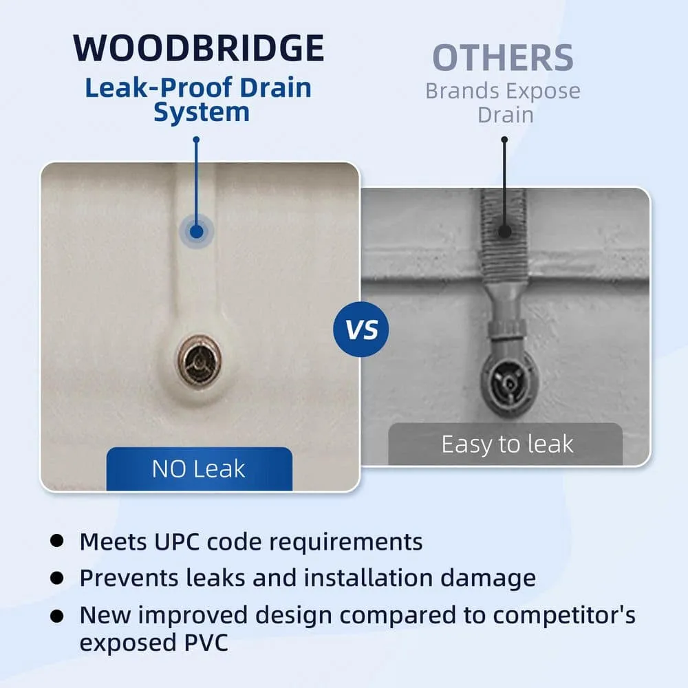WOODBRIDGE Verdun 59 in. Acrylic FlatBottom Double-Ended Freestanding Bathtub with Oil Rubbed Bronze Overflow & Drain, White, photo 7 of 8