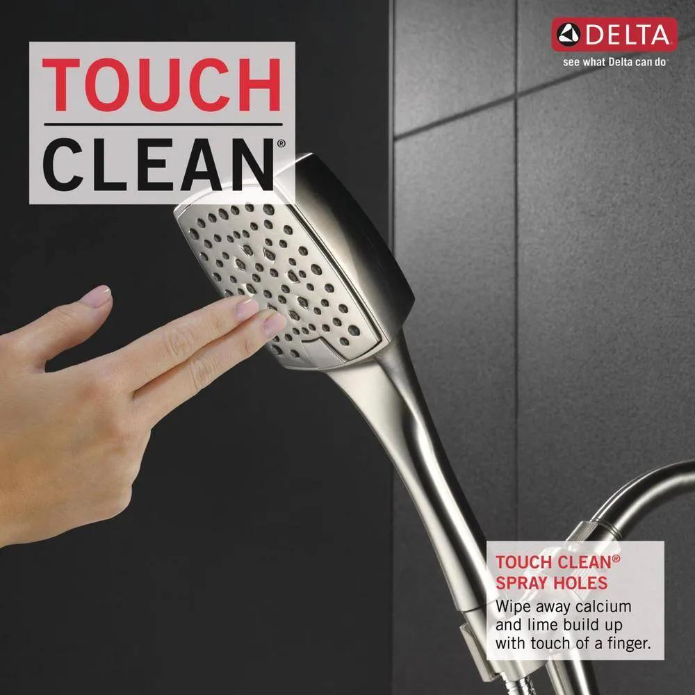 Delta Everly 4-Spray 4.4 in. Single Wall Mount Handheld Shower Head with 72 in. Metal Hose in Brushed Nickel, photo 7 of 8