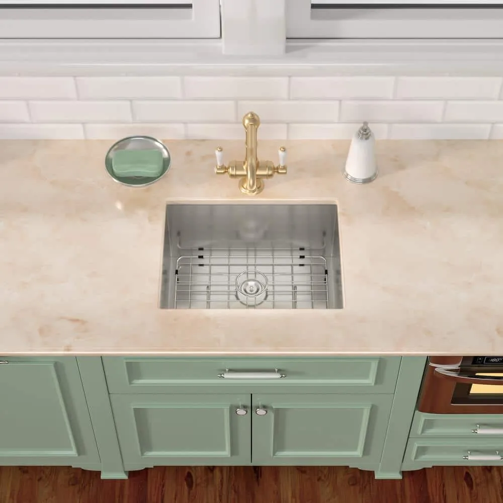 Sarlai 18 in. D x 21 in. W Undermount Laundry/Utility Sink Brushed Nickel Single Bowl Deep 16 Gauge Stainless Steel Bar Sink, photo 6 of 6