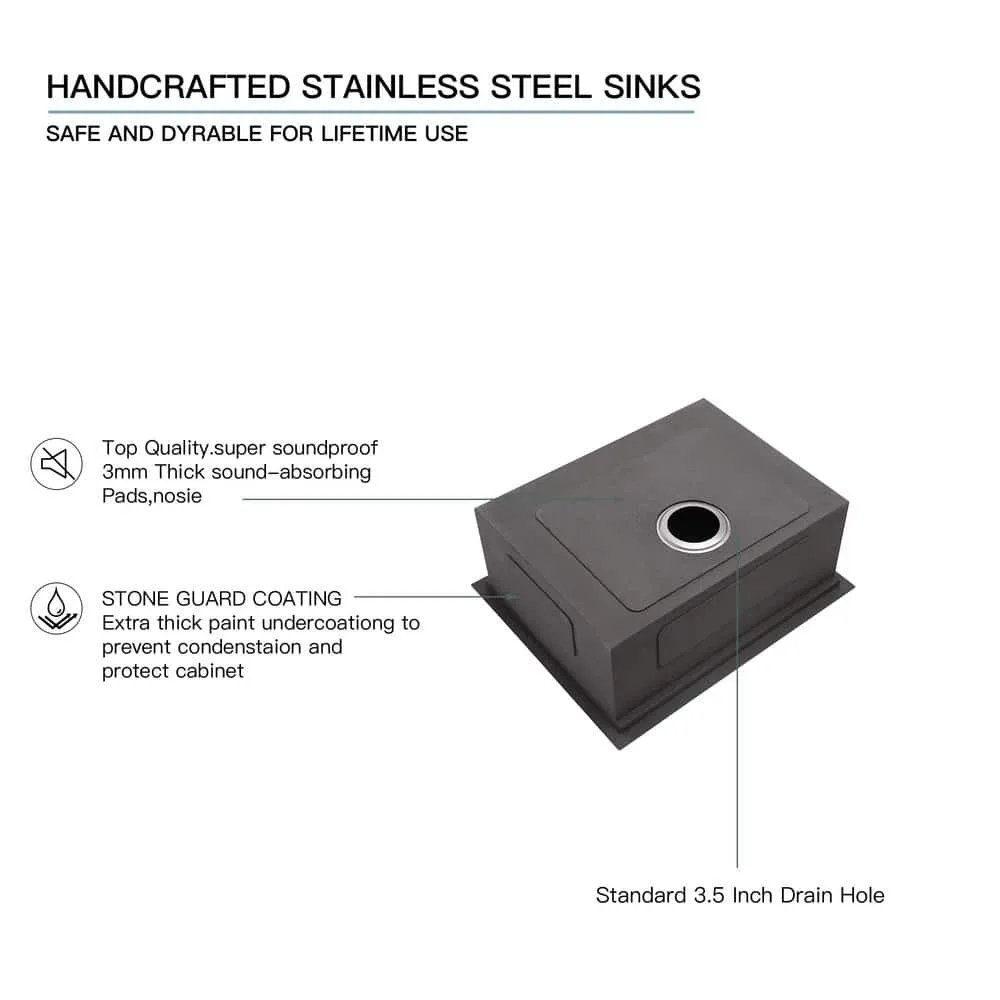 Sarlai 16 -Gauge Stainless Steel 23 in. Single Bowl Undermount Workstation Kitchen Sink Laundry Sink with All Accessories, photo 5 of 7