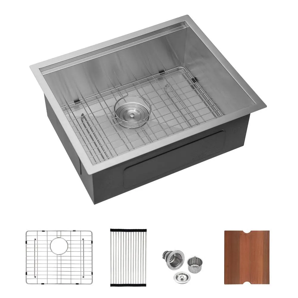 Sarlai 16 -Gauge Stainless Steel 23 in. Single Bowl Undermount Workstation Kitchen Sink Laundry Sink with All Accessories, photo 2 of 7