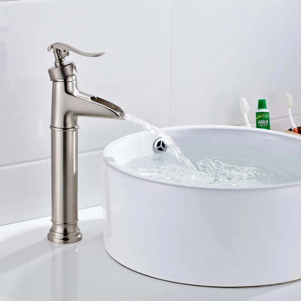 Lukvuzo Modern Contemporary Commercial Metering Single Handle Bathroom Sink Faucet Brushed Nickel, photo 4 of 6