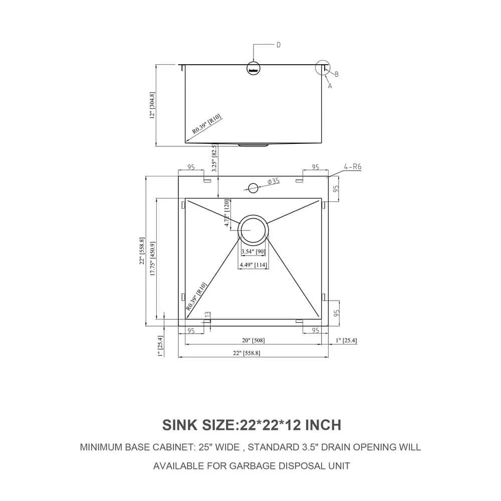 Cadeninc 22x22x12 Single Bowl Drop-In Laundry Utility Sink with Accessories, photo 2 of 6