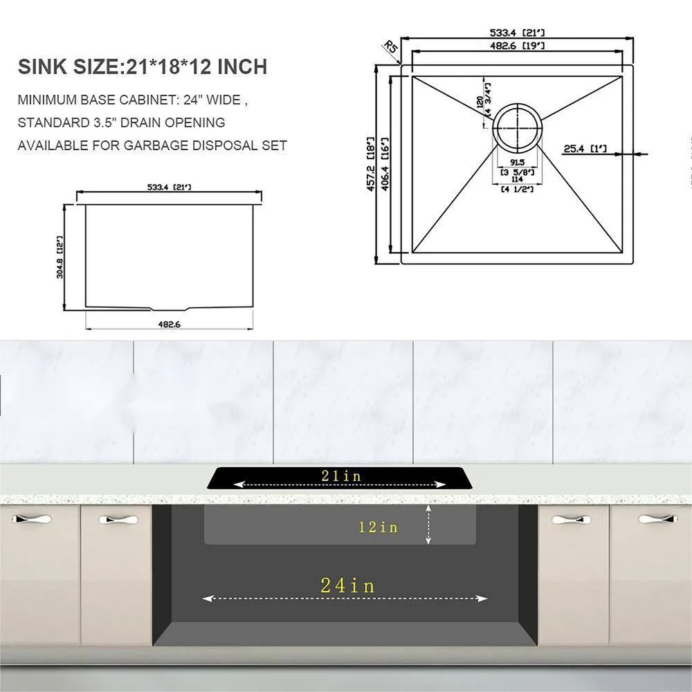 Staykiwi 23-inch Undermount Utility Sink with Sound-Dampening in Brushed Nickel, photo 7 of 8