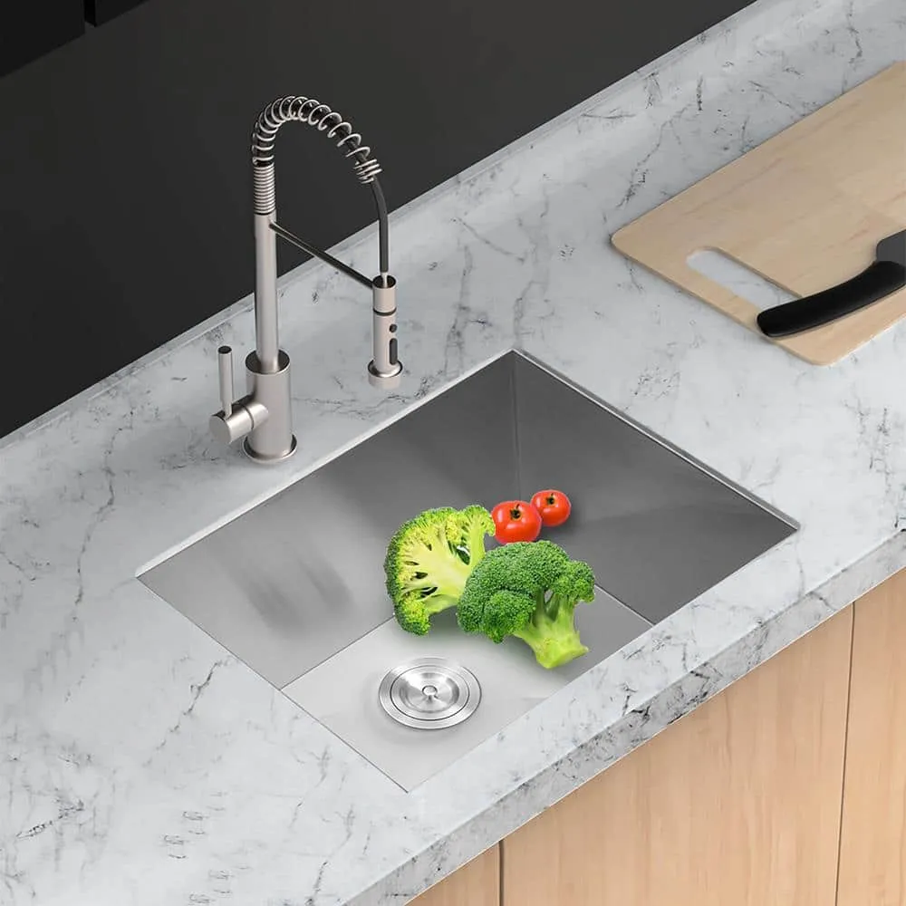 Staykiwi 23-inch Undermount Utility Sink with Sound-Dampening in Brushed Nickel, photo 2 of 8