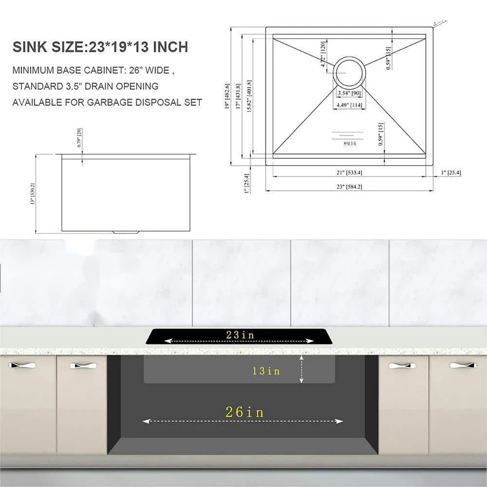 Staykiwi 23 x 19 Undermount Laundry/Utility Sink in Brushed Nickel with Workstation, photo 6 of 7