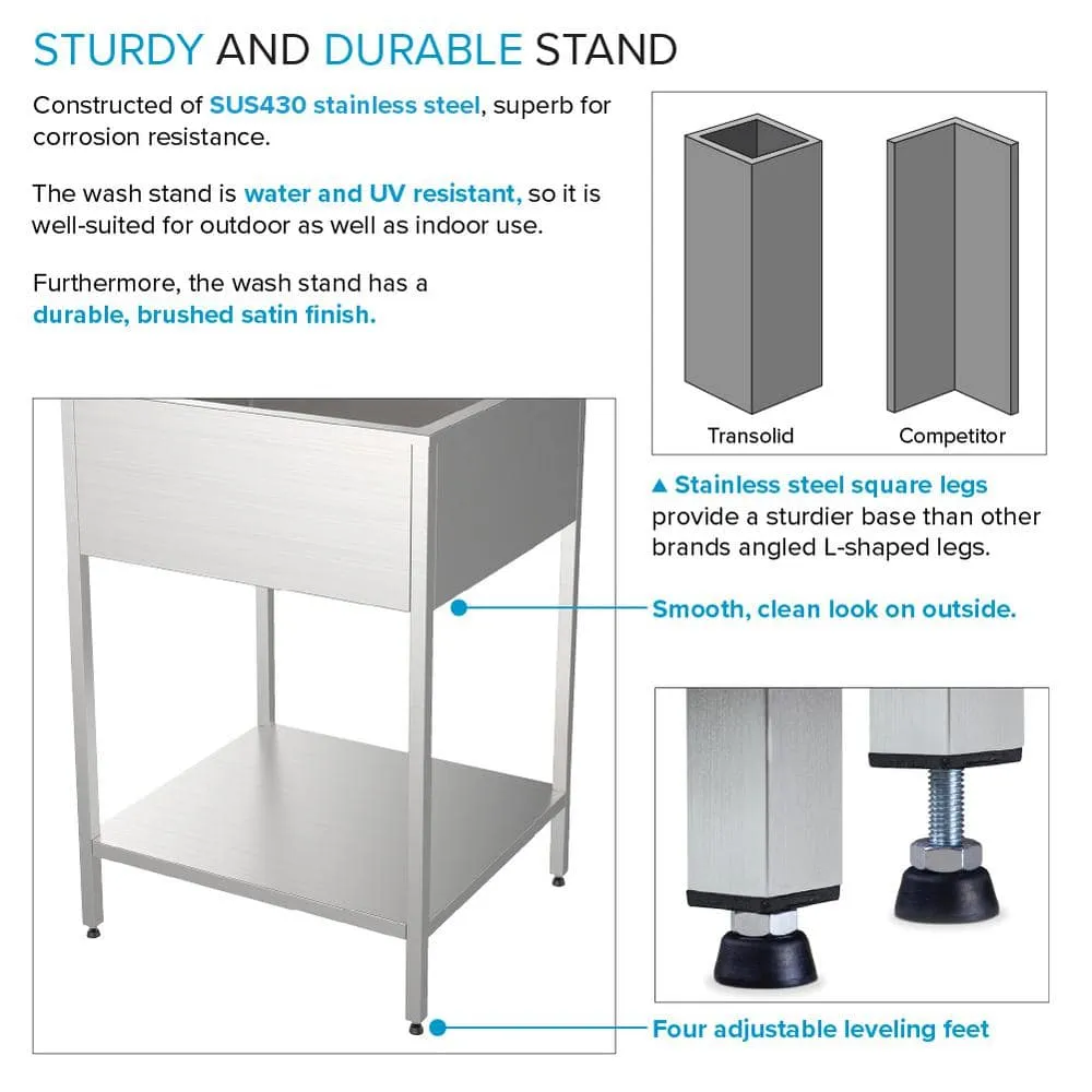 Transolid 15 Gal. 22.1 in. D x 24 in. W Freestanding Laundry Sink with Cabinet in Brushed Satin with Faucet, photo 5 of 14