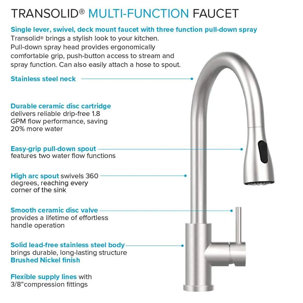 Transolid 15 Gal. 22.1 in. D x 24 in. W Freestanding Laundry Sink with Cabinet in Brushed Satin with Faucet, photo 12 of 14