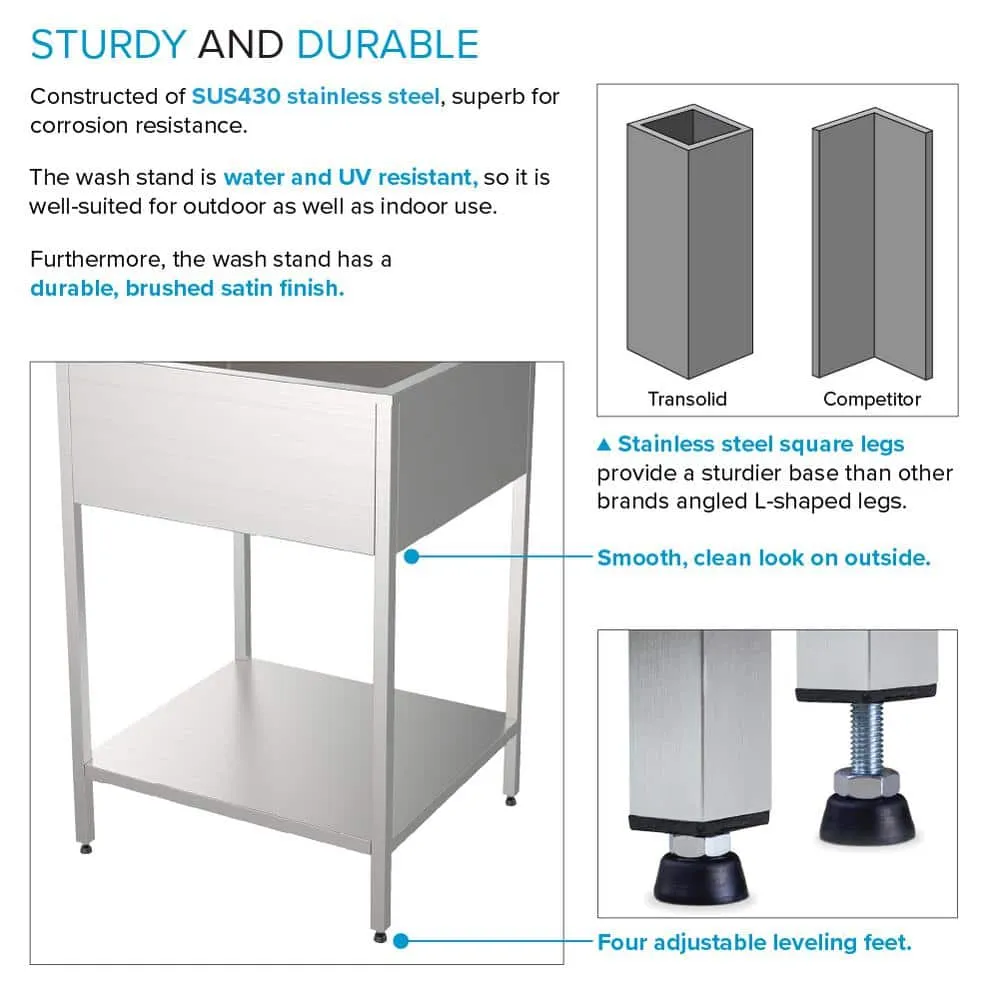 Transolid 15 Gal. 22.1 in. D x 24 in. W Freestanding Laundry Sink with Cabinet in Brushed Satin with Faucet and Accessories, photo 5 of 14