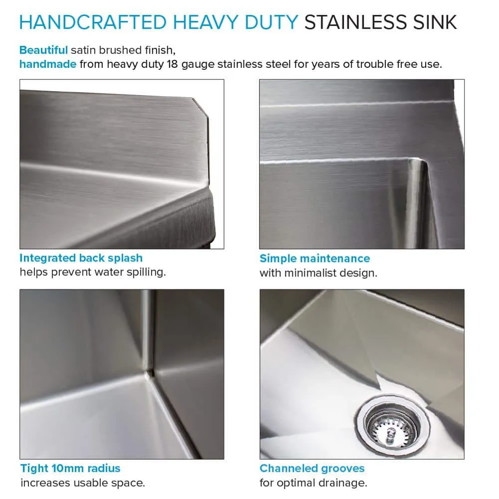 Transolid 15 Gal. 22.1 in. D x 24 in. W Freestanding Laundry Sink with Cabinet in Brushed Satin with Faucet and Accessories, photo 7 of 14