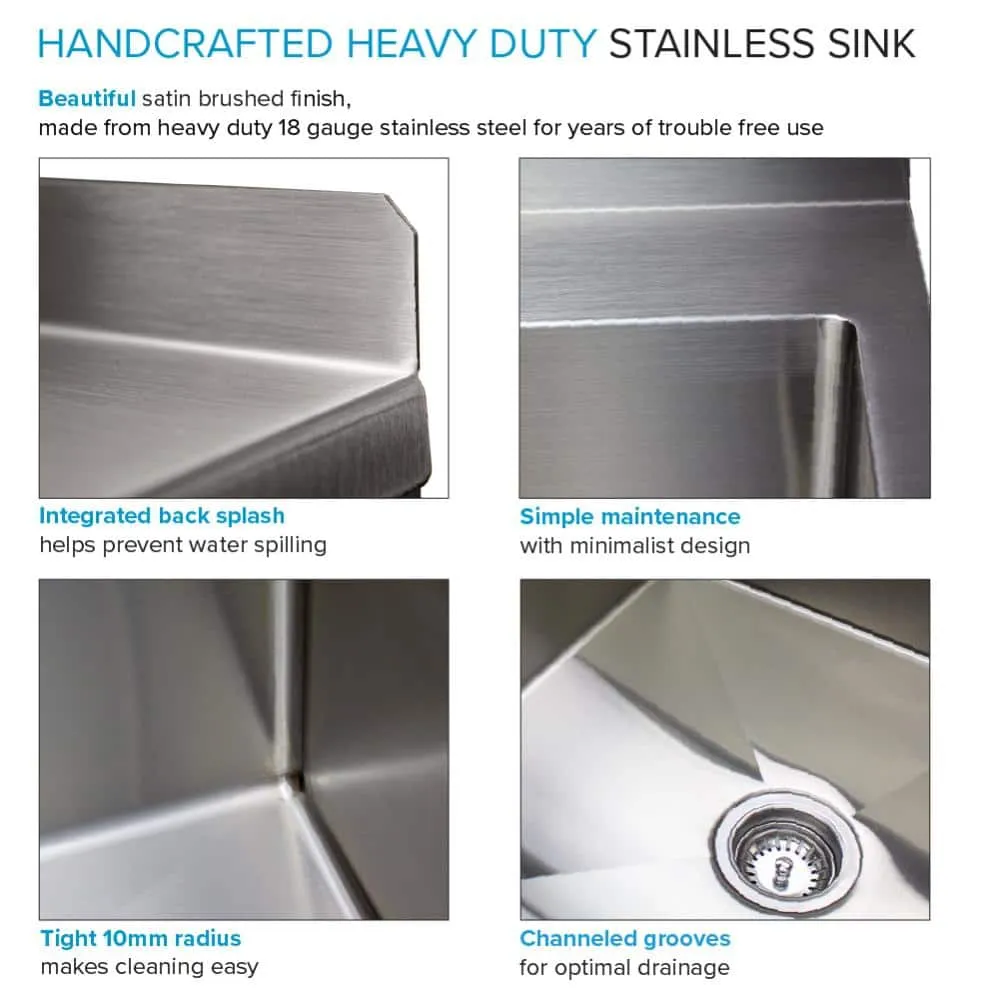 Transolid 25 in. x 22 in. Brushed Satin Stainless Steel Utility Sink with Wash Stand, photo 7 of 10