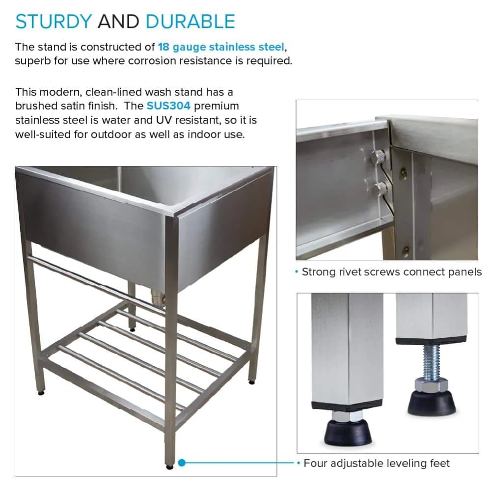 Transolid 25 in. x 22 in. Brushed Satin Stainless Steel Utility Sink with Wash Stand, photo 4 of 10