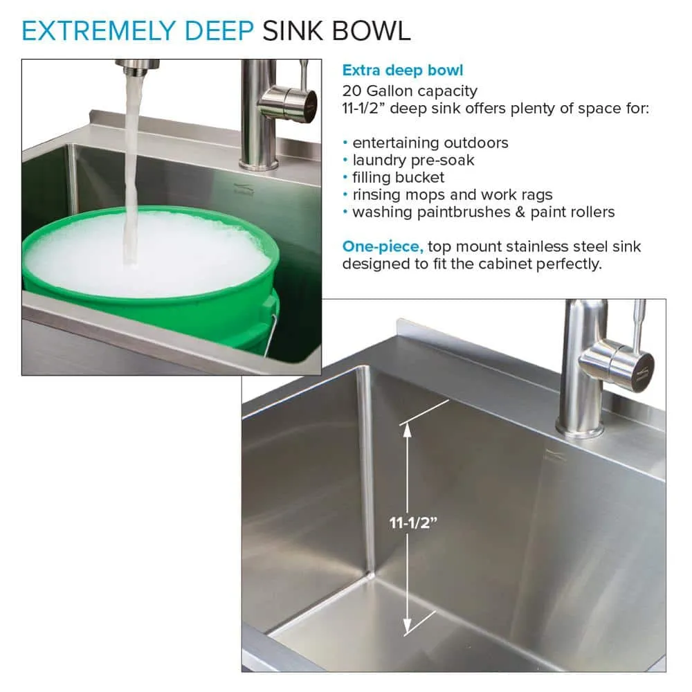Transolid 25 in. x 22 in. Brushed Satin Stainless Steel Utility Sink with Wash Stand, photo 8 of 10