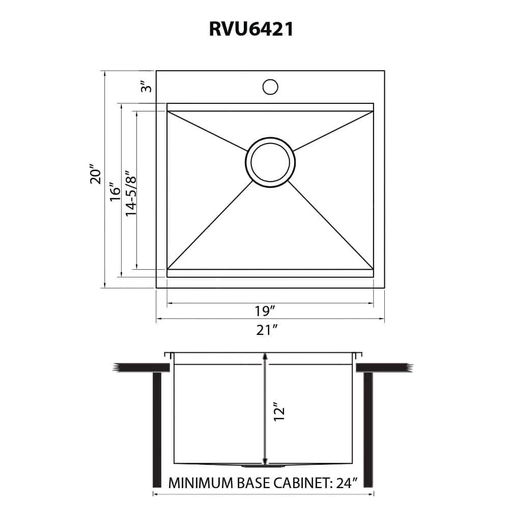 Ruvati 21 x 20 x 12 inch Drop-in Topmount Laundry Utility Workstation Sink 16 Gauge Stainless Steel, photo 7 of 8