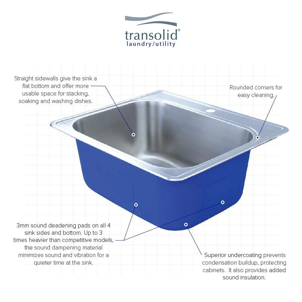 Transolid Meridian 25 x 22 x 12 Stainless Steel Drop-in Laundry/Utility Sink Kit, photo 5 of 10