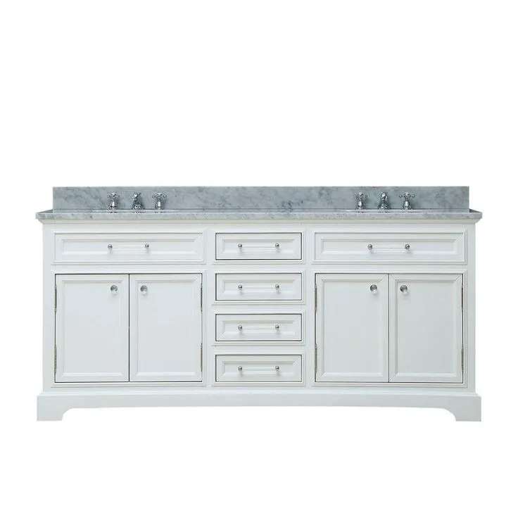 72 in. W x 21.5 in. D x 34 in. H Vanity in Cashmere Grey with Marble Vanity Top in Carrara White, photo 6 of 13
