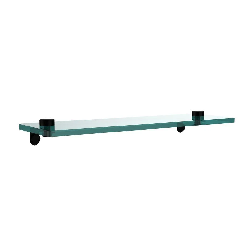 Allied Brass 16 in. L x 2 in. H x 5 in. W Clear Glass Vanity Bathroom Shelf in Satin Brass, photo 9 of 14