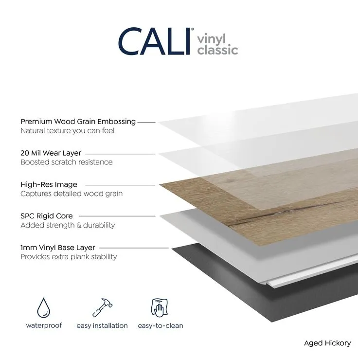 CALI Vinyl Pro Classic 10-Piece 7.12-in x 48-in Aged Hickory Luxury Vinyl Plank Flooring, photo 8 of 8