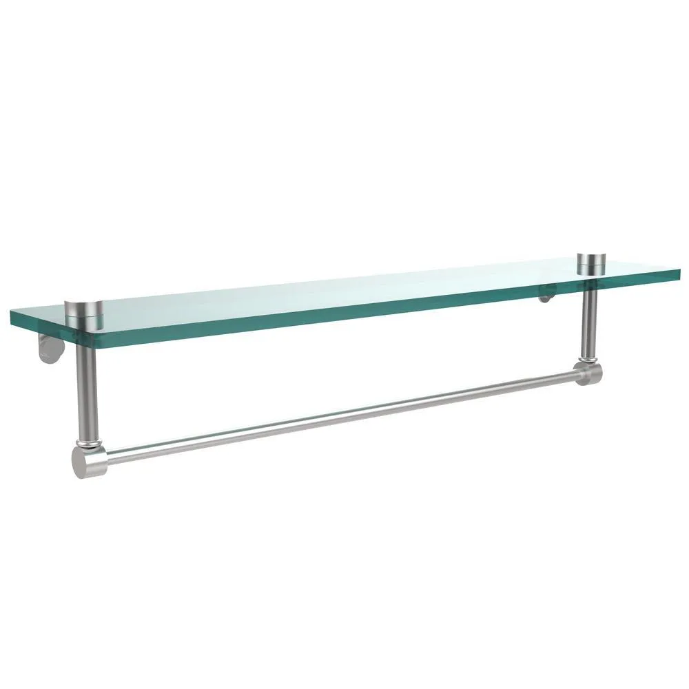 22 in. L x 5 in. H x 5 in. W Clear Glass Vanity Bathroom Shelf with Towel Bar in Satin Nickel, photo 15 of 15
