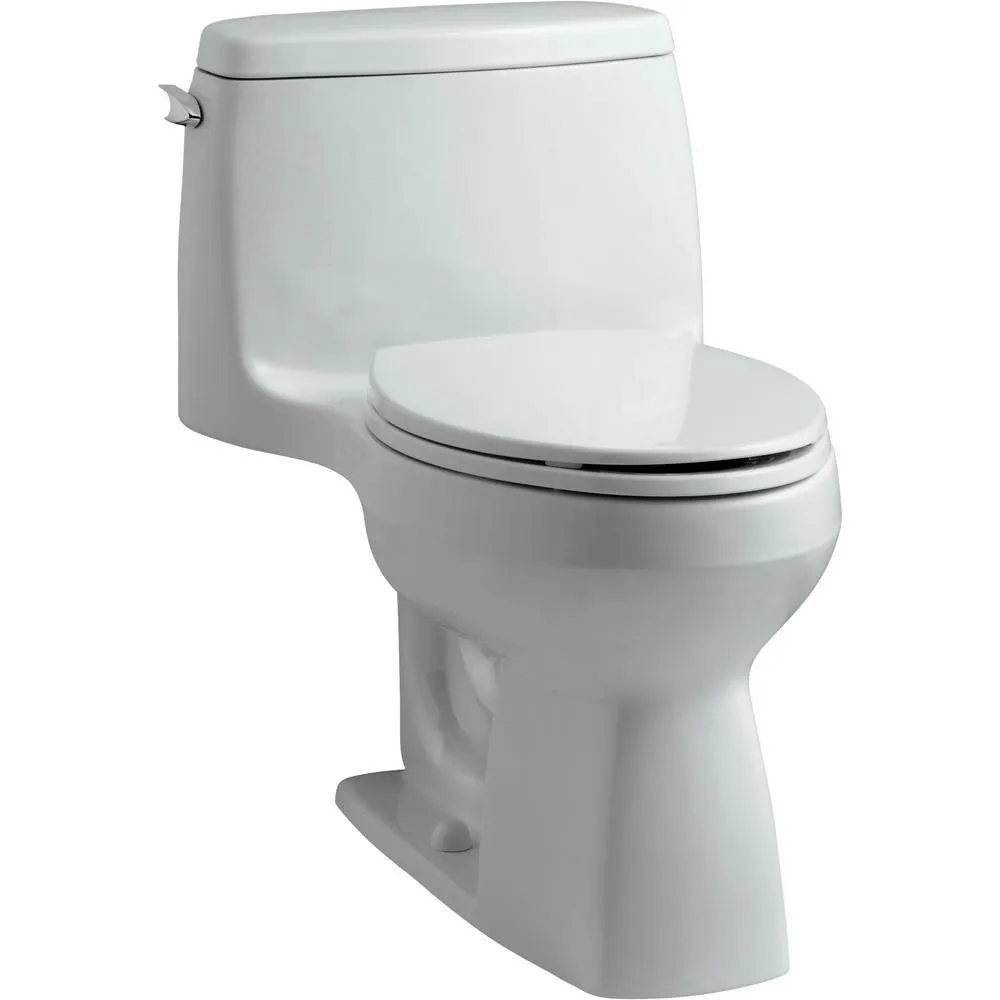 Santa Rosa Comfort Height 1-Piece 1.28 GPF Single Flush Compact Elongated Toilet with AquaPiston Flush in White, photo 17 of 21