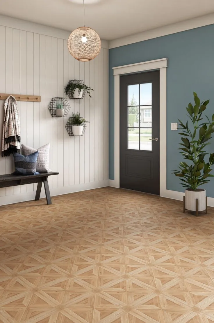 Style Selections Maple Parquet 3-mil x 12-in W x 12-in L Water Resistant Peel and Stick Luxury Vinyl Tile Flooring, photo 8 of 8