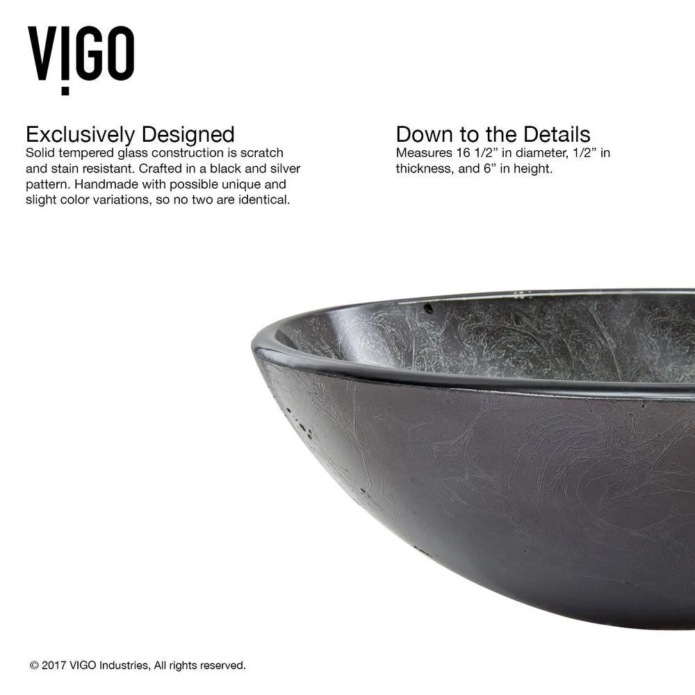 Glass Vessel Bathroom Sink in Gray Onyx and Seville Faucet Set in Matte Black, photo 14 of 27