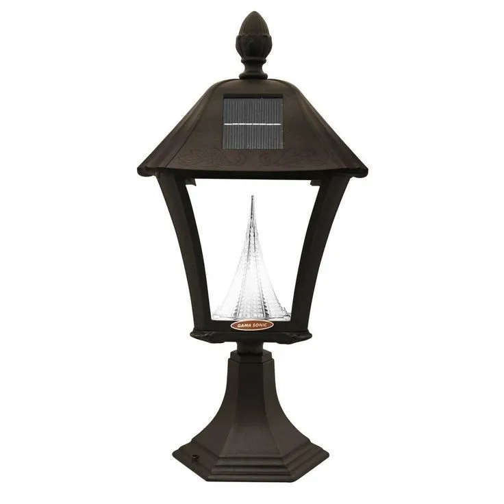 Gama Sonic Baytown Solar Black Outdoor Post/Wall Light with Bright/Warm-White LEDs, photo 3 of 6
