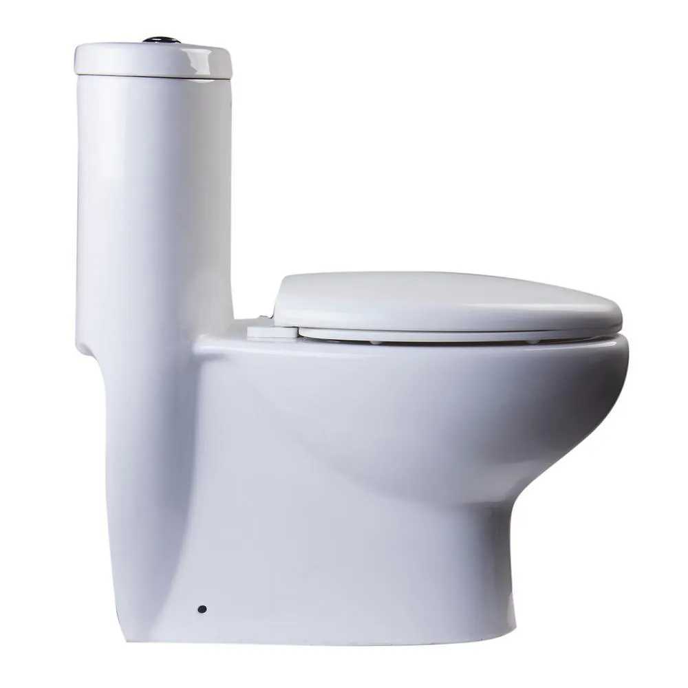 EAGO 1-Piece 1.1/1.6 GPF Dual Flush Elongated Toilet in White, photo 5 of 7