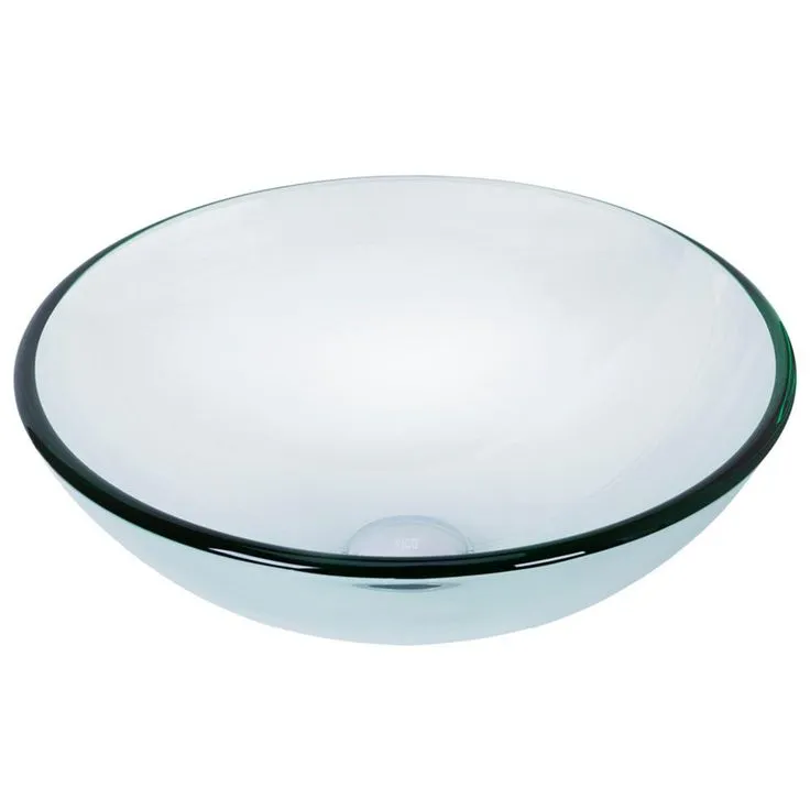 VIGO Clear Crystalline Handmade Countertop Glass Round Vessel Bathroom Sink in Iridescent, photo 2 of 10