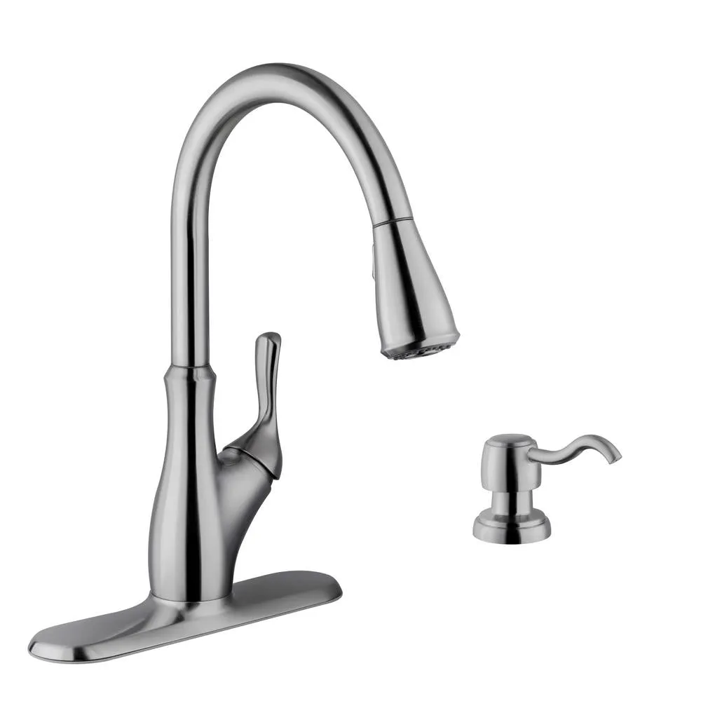All-in-One Dual Mount 18-Gauge Stainless Steel 33 in. 2-Hole 50/50 Double Bowl Kitchen Sink with Pull-Out Kitchen Faucet, photo 4 of 6