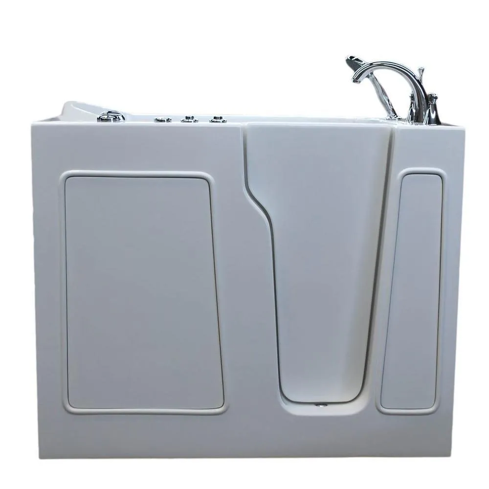 Universal Tubs Rampart 3.9 ft. Walk-in Whirlpool and Air Bathtub with 4 in. Tile Easy Up Adhesive Wall Surround, Right Drain, White, photo 10 of 42