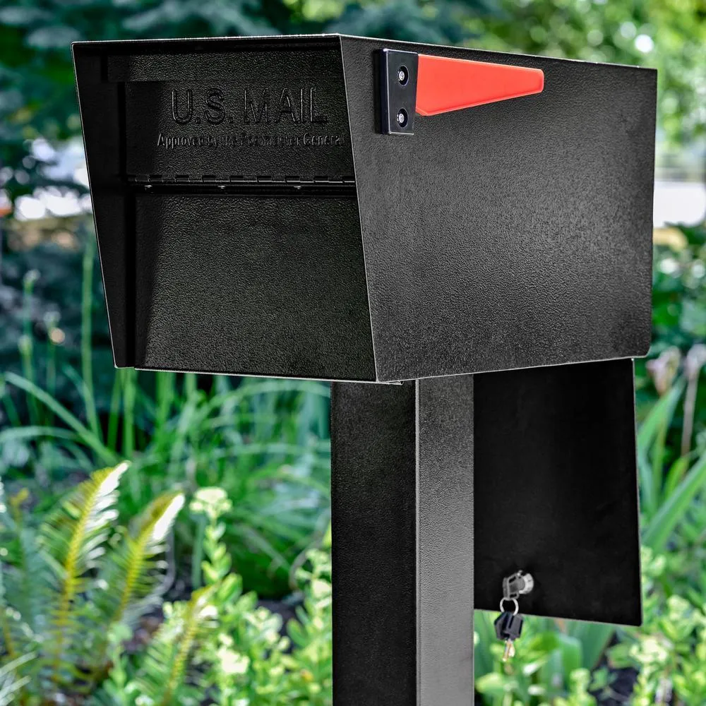 Mail Boss Mail Manager Street Safe Black Post-Mount Mailbox with High Security Reinforced Rear Locking System, photo 12 of 13