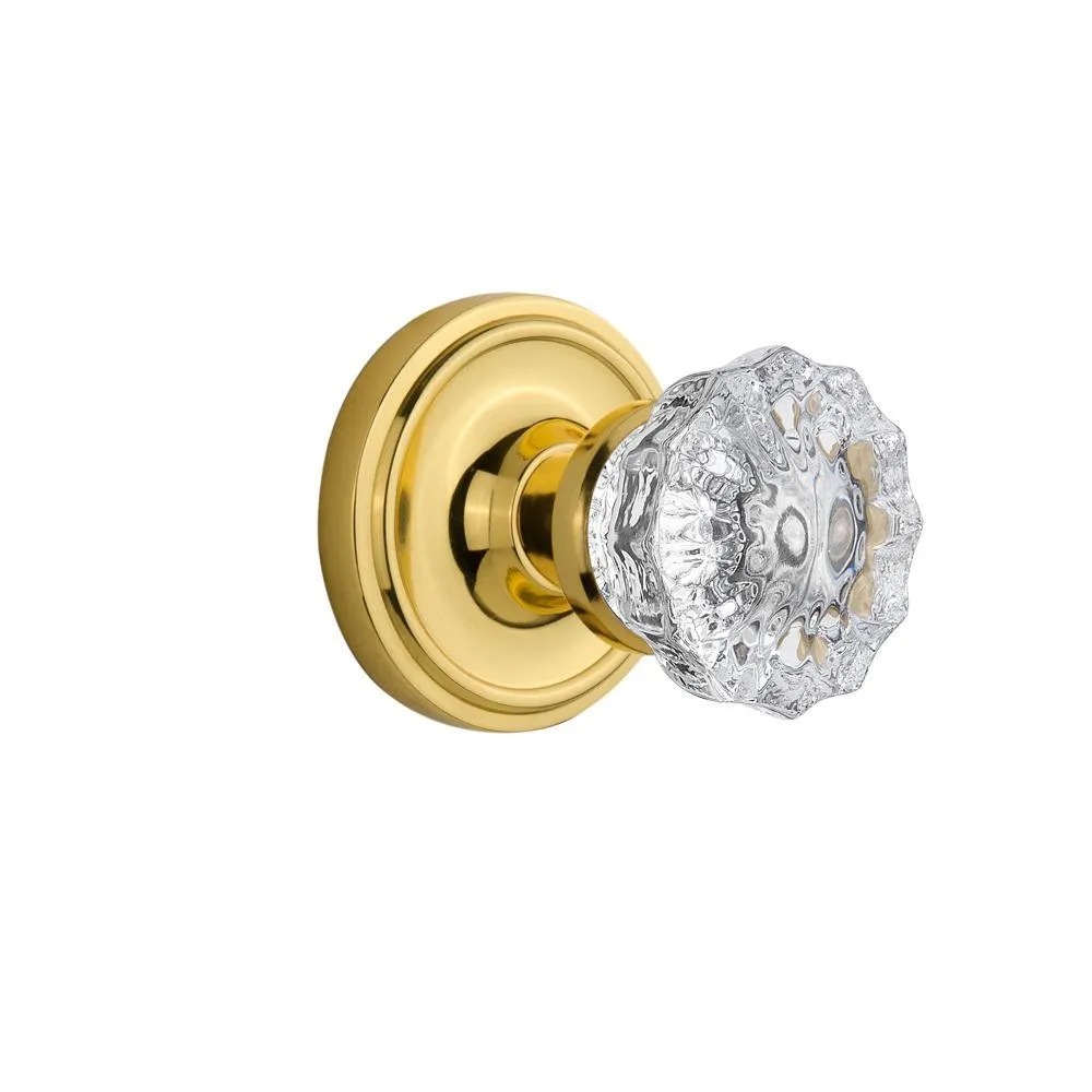 Classic Rosette 2-3/8 in. Backset Satin Nickel Passage Hall/Closet Crystal Glass Door Knob, photo 19 of 19
