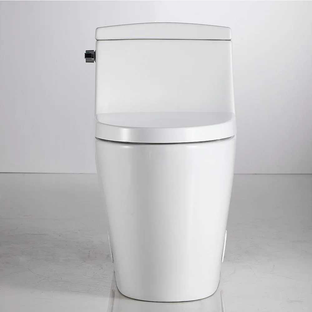 1-Piece 0.8 GPF/1.28 GPF Single Flush High Efficiency Elongated Toilet in White, Seat Included, photo 4 of 7