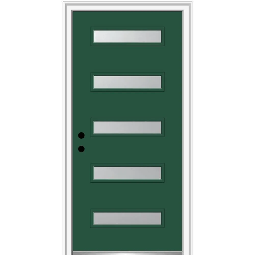 MMI Door 36 in. x 80 in. Davina Right-Hand Inswing 5-Lite Frosted Glass Painted Steel Prehung Front Door on 4-9/16 in. Frame, photo 21 of 42